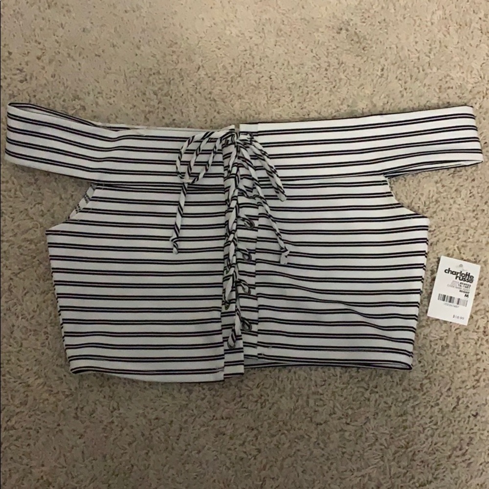 Striped Lace-up Crop Top